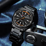 Діловий годинник з браслетом з нержавіючої сталі Curren 8455 All Black, фото 5