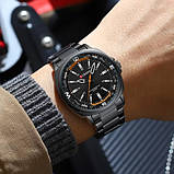 Діловий годинник з браслетом з нержавіючої сталі Curren 8455 All Black, фото 7