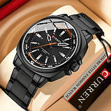 Діловий годинник з браслетом з нержавіючої сталі Curren 8455 All Black, фото 9