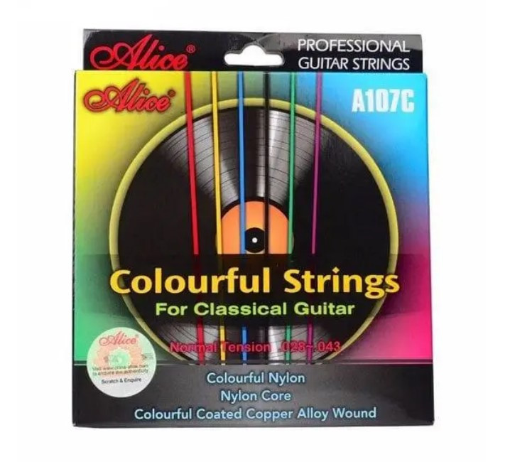 Alice A107C кольорові струни для класичної гітари (028-043). Комплект 6шт - фото 1 - id-p2379077660