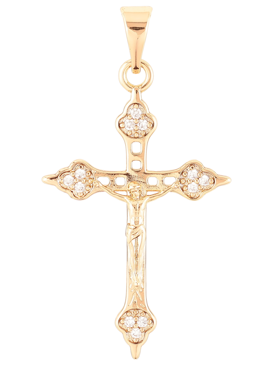 Кулон Xuping Позолота 18K "Хрест з Розп'яттям і цирконієм» для ланцюжка до 7мм