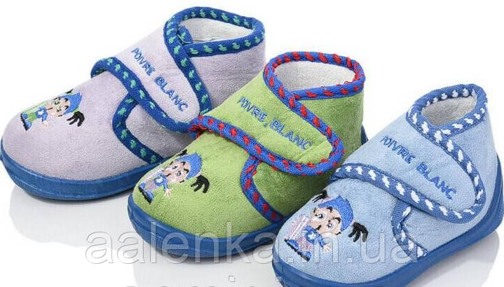 Дитячі текстильні закриті пінетки/ Тапки на липучці, велюр 25-й розмір, фото 1