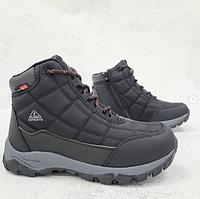 Зимове дитяче взуття, дутики, чоботи, термоботки на овчині на хлопчиків чорні на липучці. Розмір: 39,40