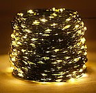 Новорічна USB-гирлянда нитка Роса на котушці 50м 500LED тепла біла 8 режимів з пультом зелений дріт, фото 2