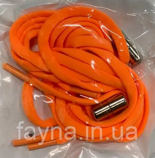 Помаранчеві еластичні шнурки з фіксаторами, L=100 см, фото 1