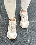 Кросівки жіночі зимові білі з бежевим на шнурках 36, фото 3