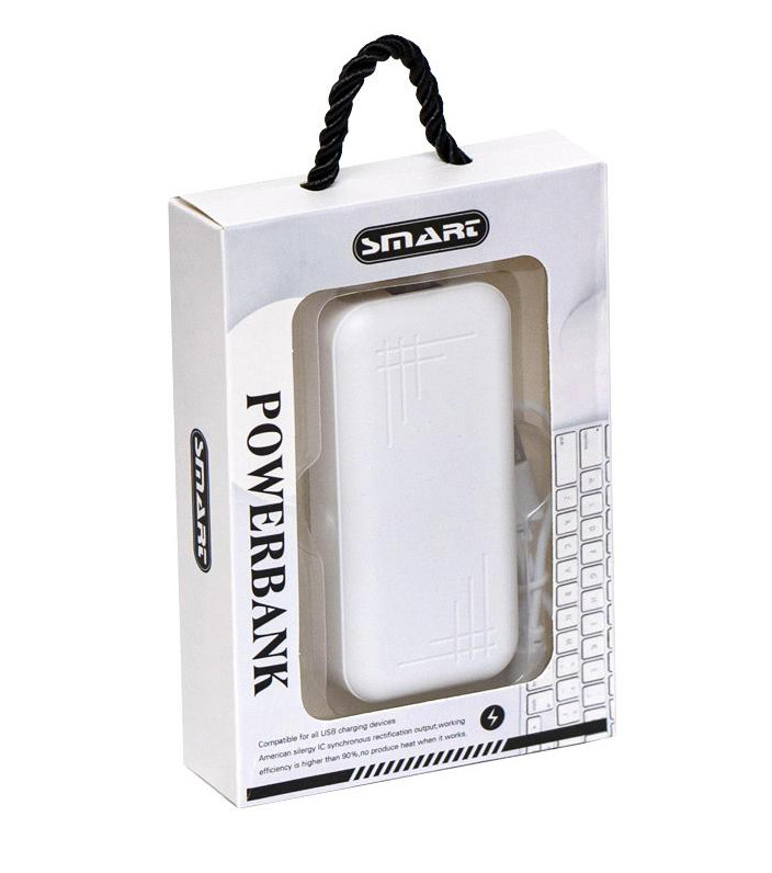 Повербанк 6000 mah У комплекті кабель USB-Micro USB. Розмір 90*43*23мм, вага 95г білий