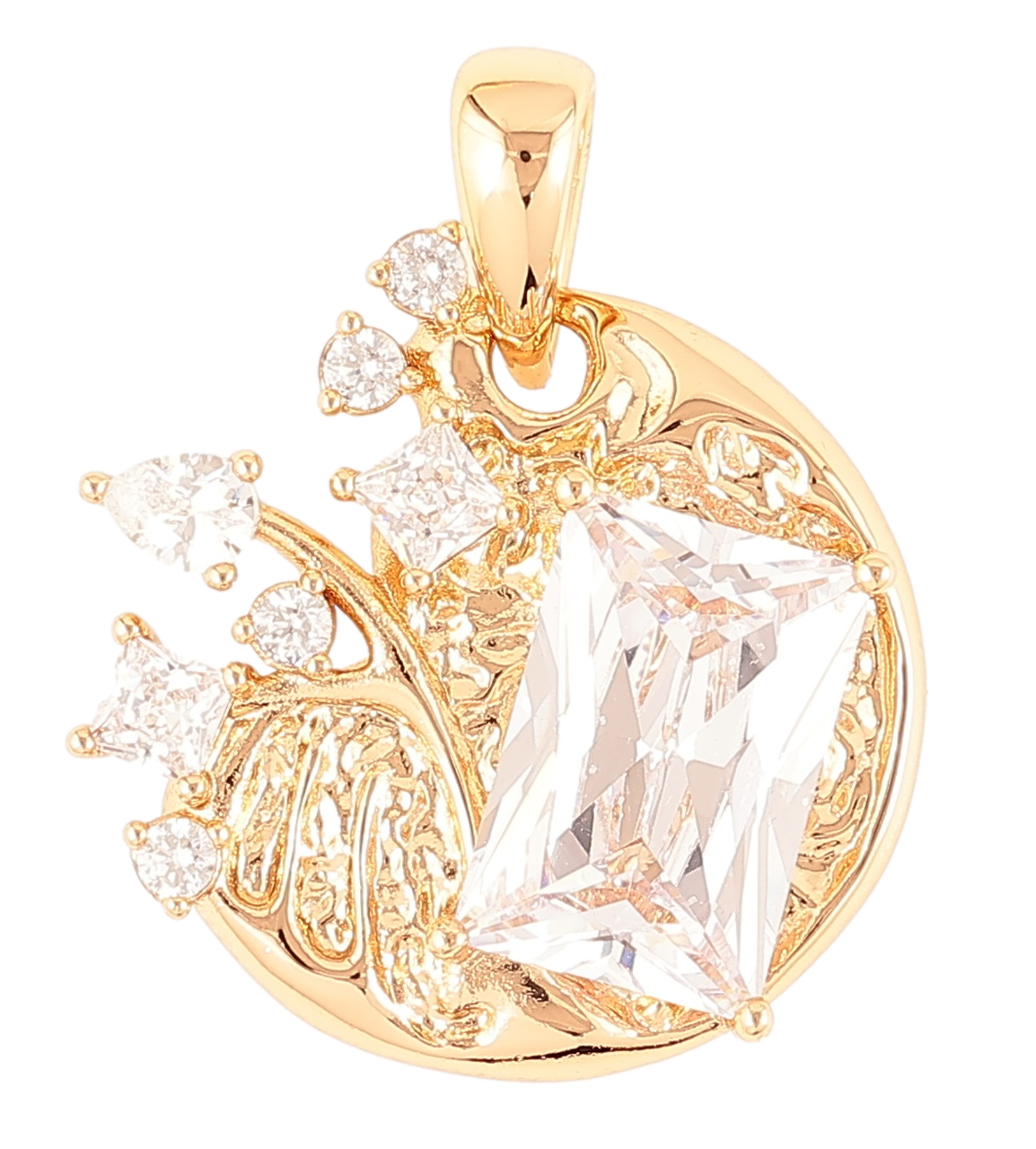Кулон Xuping Позолота 18K «Декоративний візерунок з фіанітом і цирконієм» для ланцюжка до 5мм
