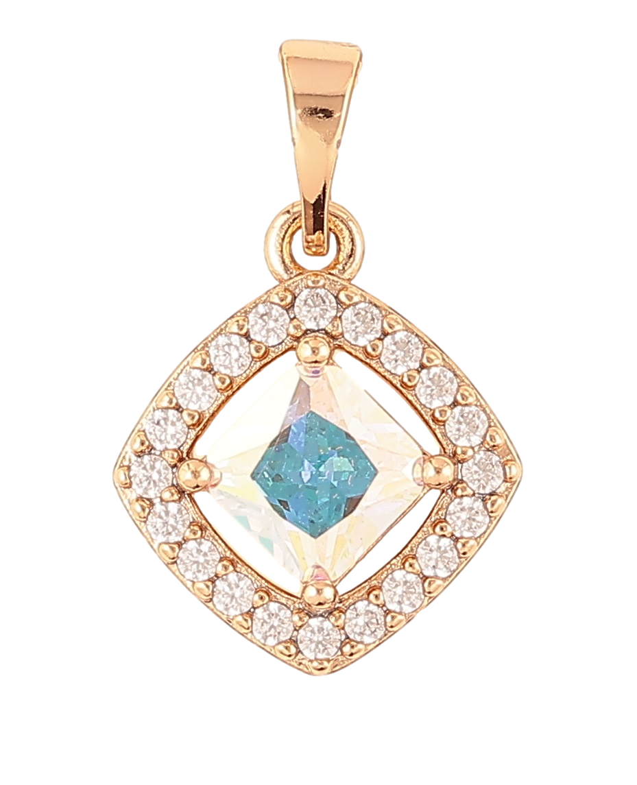 Кулон Xuping Позолота 18K «Райдужний фіаніт в обрамленні цирконію» для ланцюжка до 5мм