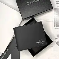 Кошелек мужской брендовый черный Calvin Klein Стильное портмоне с отделением для документов Келвин Кляйн бренд