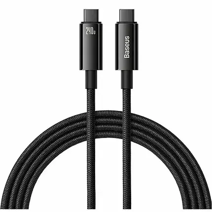 Кабель Baseus Tungsten Gold Fast Charging Cable Type-C to Type-C 240W 2m CAWJ040101 Black, фото 1