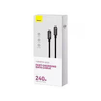Кабель Baseus Tungsten Gold Fast Charging Cable Type-C to Type-C 240W 2m CAWJ040101 Black, фото 6