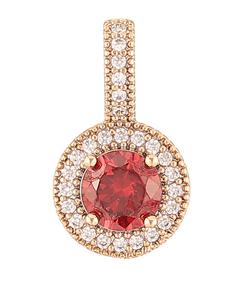 Кулон Xuping Позолота 18K «Червоний фіаніт в обрамленні цирконію» для ланцюжка до 4мм
