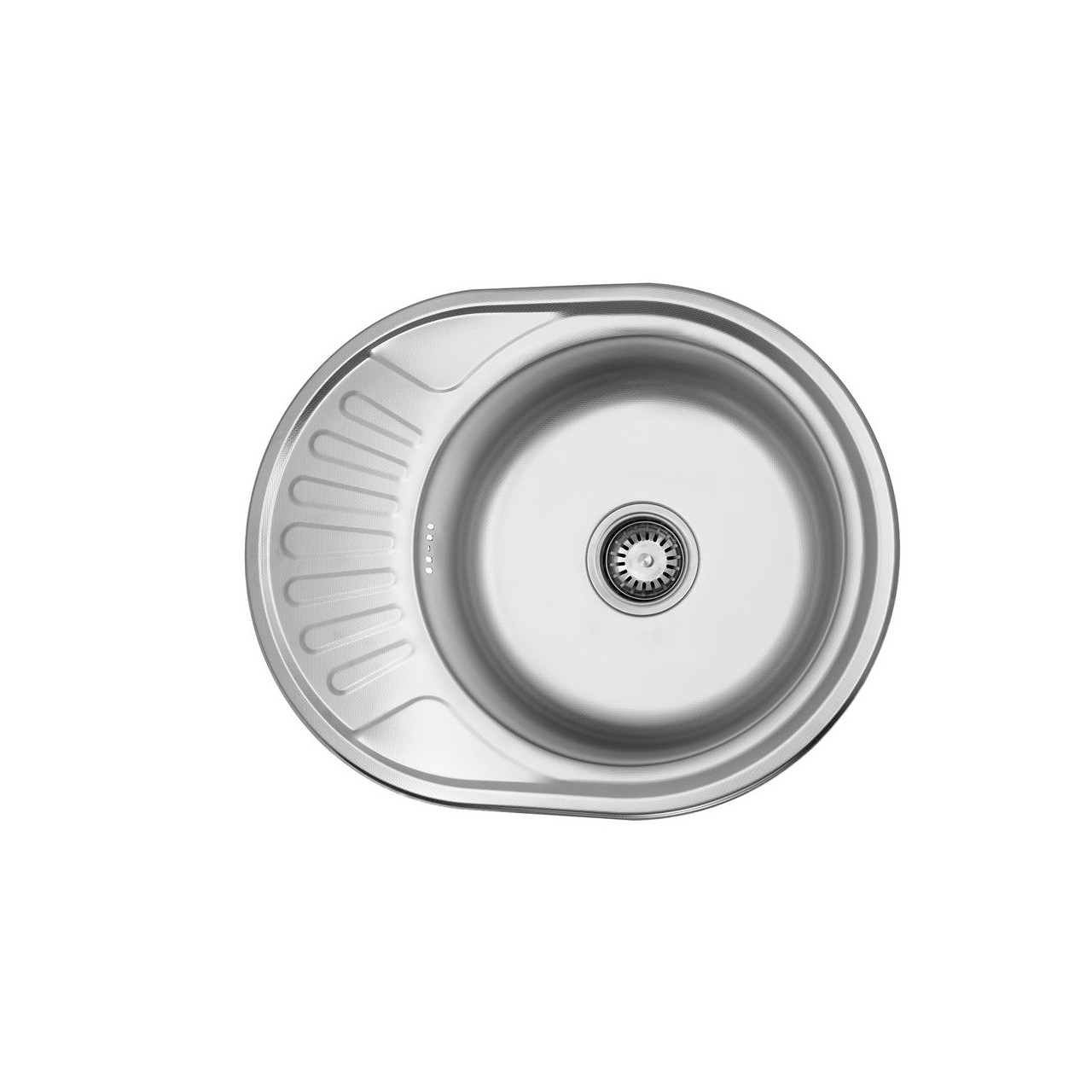 Вбудована мийка кухонна з харчової нержавіючої сталі овальна AISI 201 WAL D5745-16-06V, фото 1