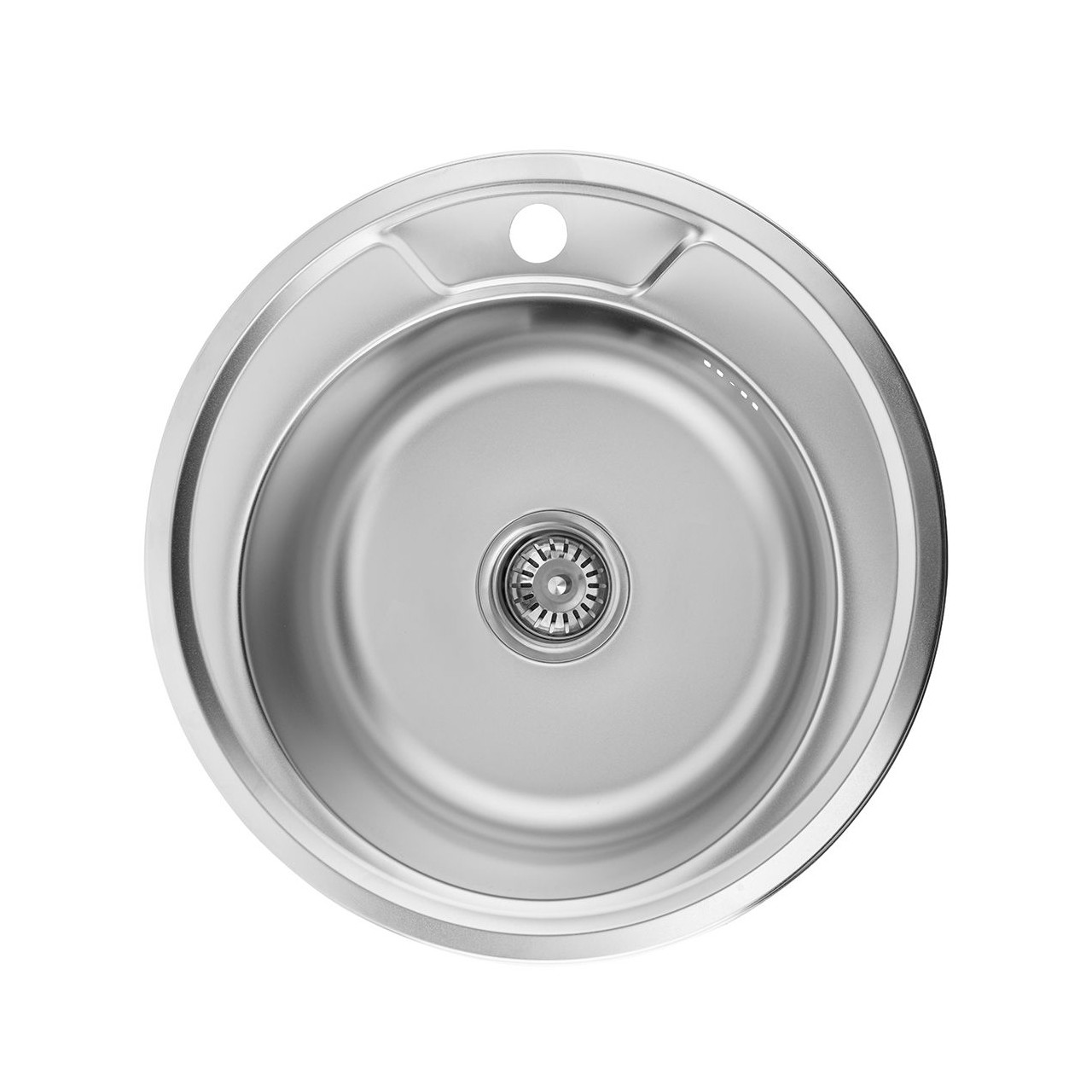 Кругла кухонна мийка врізна з харчової нержавіючої сталі AISI 201 WAL-S490-16-06V, фото 1
