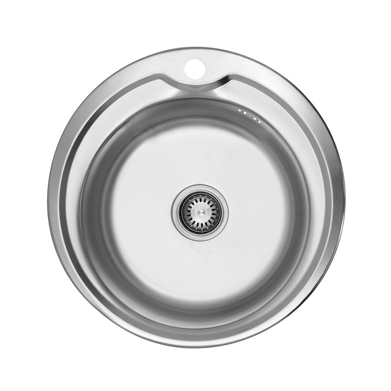 Мийка для кухні з харчової нержавіючої сталі кругла врізна AISI 201 WAL-S510-16-06V, фото 1