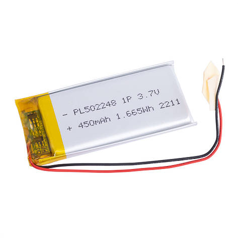 LiPo 450 mAh, 3,7V, 5x22x48мм LiPower акумулятор літій-полімерний PL502248, фото 1