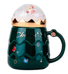 Кружка новорічна "Санта", 400 мл., кераміка, колір - зелений