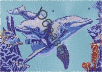 Схема для повної вишивки бісером на габардині - «Дельфіни»