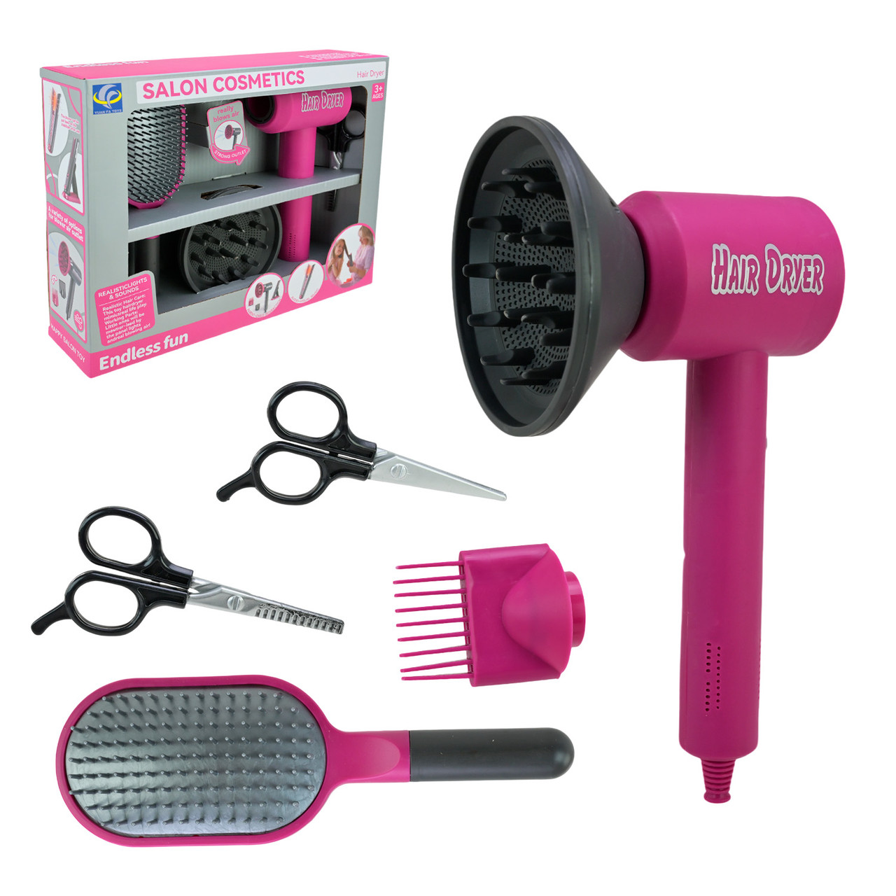 Дитячий ігровий набір перукаря YF821D-2, на батарейках, фен, аксесуари, фото 1