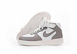 Жіночі зимові кросівки з хутром Nike Air Force 1 AF1 High високі теплі 36-44р (білі з сірим). Живе фото, фото 6