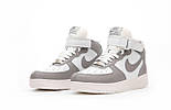 Жіночі зимові кросівки з хутром Nike Air Force 1 AF1 High високі теплі 36-44р (білі з сірим). Живе фото, фото 9