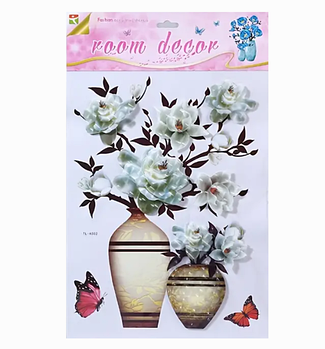 Декоративна наклейка на стіну 3D Room Decor TL-A002 Квіти у вазі Сірий (KG-11816)