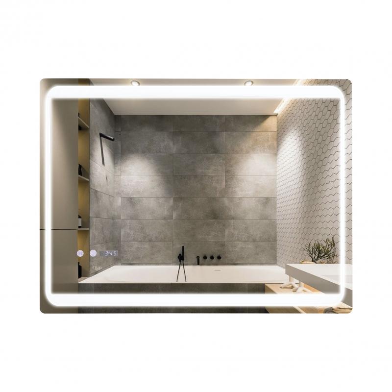 Дзеркало Qtap Mideya 800х600 з LED-підсвіткою Touch, з антизапотіванням, з годинником, димером, рег. яскравості