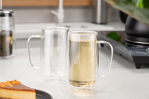 ARDESTO Набір чашок із ручками з подвійними стінками, 400 мл, 2 шт., боросилікатне скло, фото 4