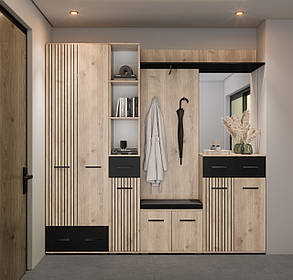 Передпокій Амбре 210 см Дуб Білий/Чорний