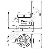 Лічильник води Gross MNK 1/2' для холодної води (без згонів) - 29373, фото 2