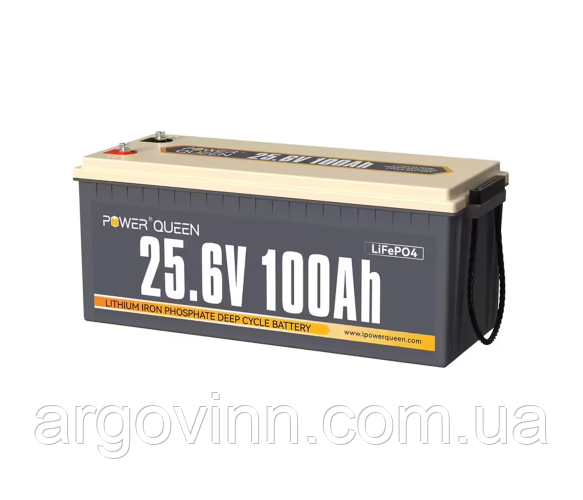 Акумуляторна батарея LiFePO4 Power Queen 24V 100Ah, 2560Wh, BMS 100A, 532*207*215мм