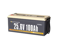 Акумуляторна батарея LiFePO4 Power Queen 24V 100Ah, 2560Wh, BMS 100A, 532*207*215мм