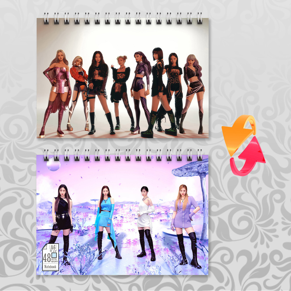 Блокнот А6 пружина 48 л. клітинка K-Pop Aespa