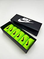 Подарунковий набір салатових короткіх 35-41 жіночіх в чорному боксі Nike/найк —  6 пар шкарпеток