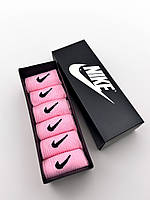 Подарунковий набір рожевих короткіх 35-41 жіночіх в чорному боксі Nike/найк —  6 пар шкарпеток