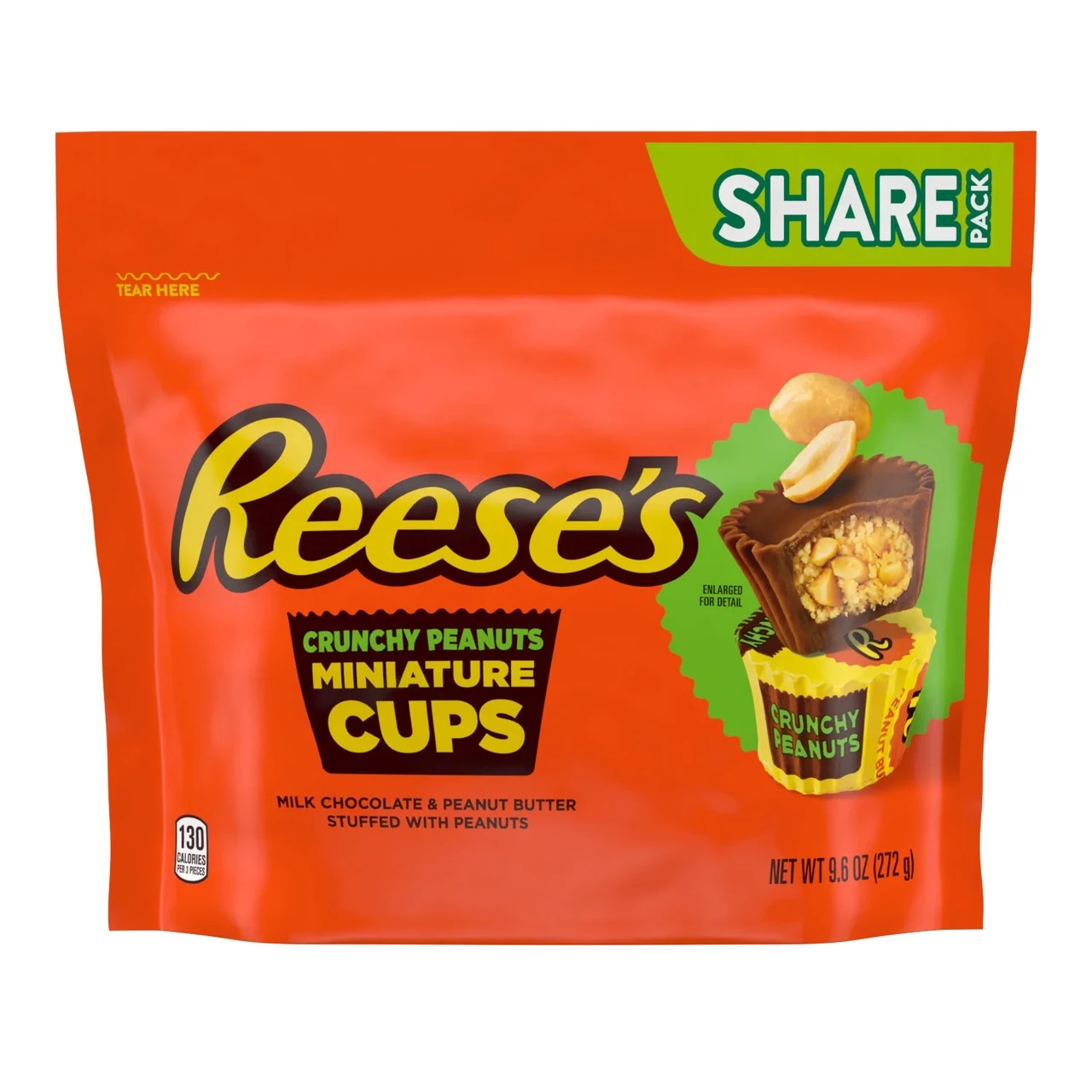 Цукерки Reese's Milk Chocolate Peanut Butter Stuffed With Peanuts Crunchy Miniature Cups 272 г, фото 1
