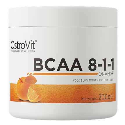 Амінокислоти OstroVit BCAA 8-1-1 200 g Orange, фото 1