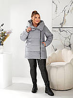 Куртка женская на зиму, батал. Черный, бордо, шоколад, серый, электрик, пудра, смарагд. 50-52; 54-56; 58-60.