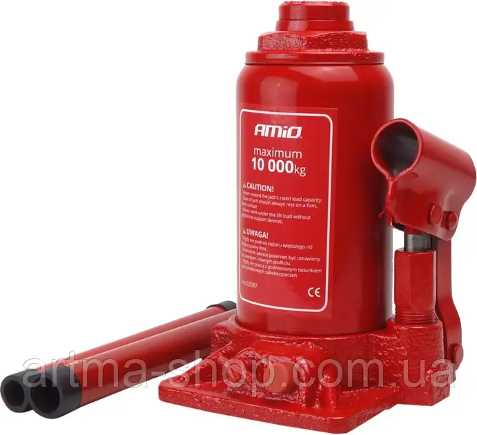 Домкрат Amio гідравлічний, до 10 т, висота підйому 200 - 385 мм, червоний (DOMKRAT 9576)