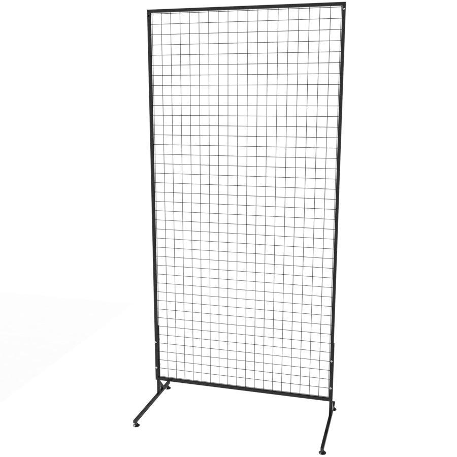 Торгова сітка в рамці на ніжках 100х200 см, осередок 50 мм, профіль 20 мм, чорна