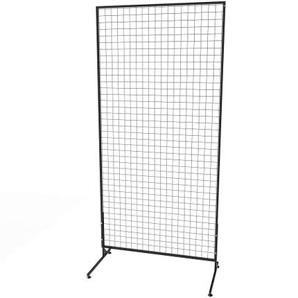 Торгова сітка в рамці на ніжках 100х200 см, осередок 50 мм, профіль 20 мм, чорна, фото 1