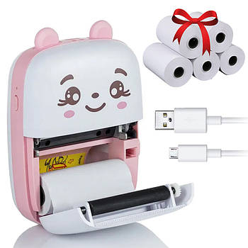 Міні принтер + Подарунок Термопапір 5шт / Дитячий кишеньковий термопринтер