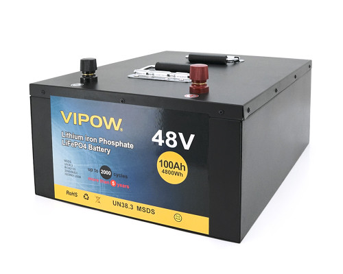 Акумулятор Vipow LiFePO4 51,2V 100 Ah з ВМS-платою 80a