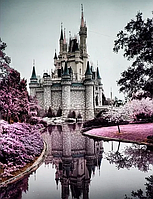 Алмазна мозаїка повна викладка круглими стразами Замок 25*30 см