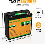 Акумулятор Eco-Worthy LiFePO4 12V 30Ah (384Wh), фото 5