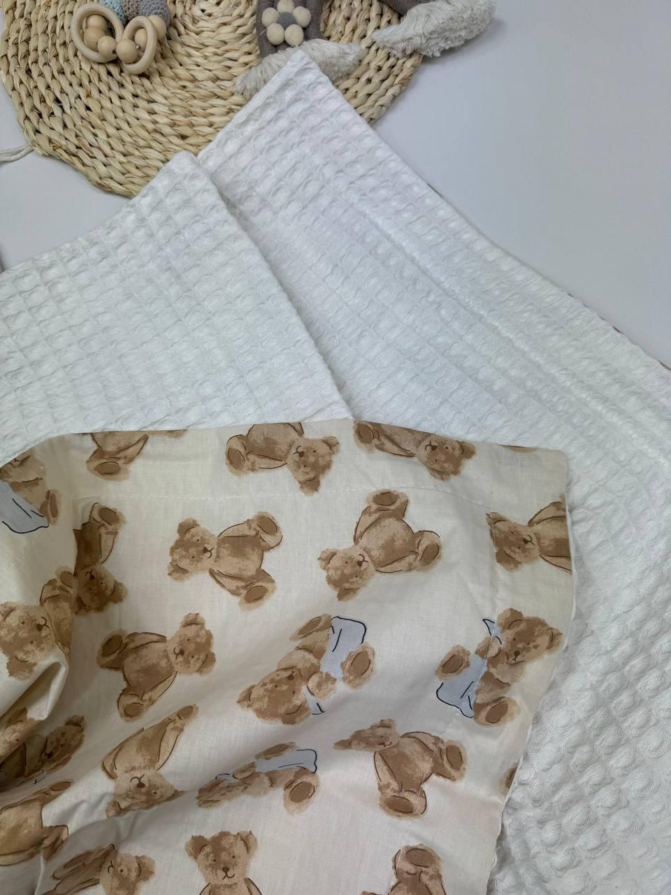 Дитячий вафельний плед із 100% бавовни (100×80 см)(бавовна + вафелька піке)