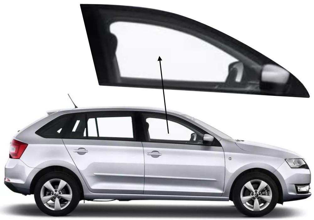 Бічне скло Skoda Spaceback 2013-2019 передніх дверей праве, фото 1