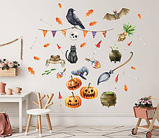 Вінілова Наклейка Набір Моторошний Halloween розмір листа 1100 х 500 мм, глянсовий