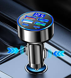 Автомобільна зарядка USB на 6 виходів: Usb PD Super QC 3.0 + вольтметр